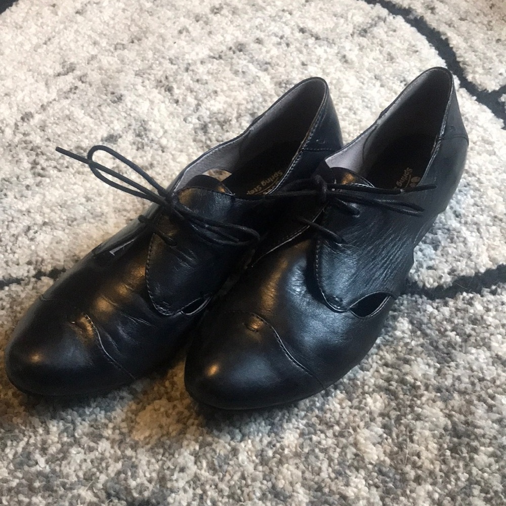 Black Spring Step Peek-A-Boo Leather Loafers